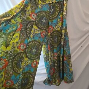 Just Funky Wide Legged Flowy Floral Pants All-Over Floral Design Boho Hippie XL